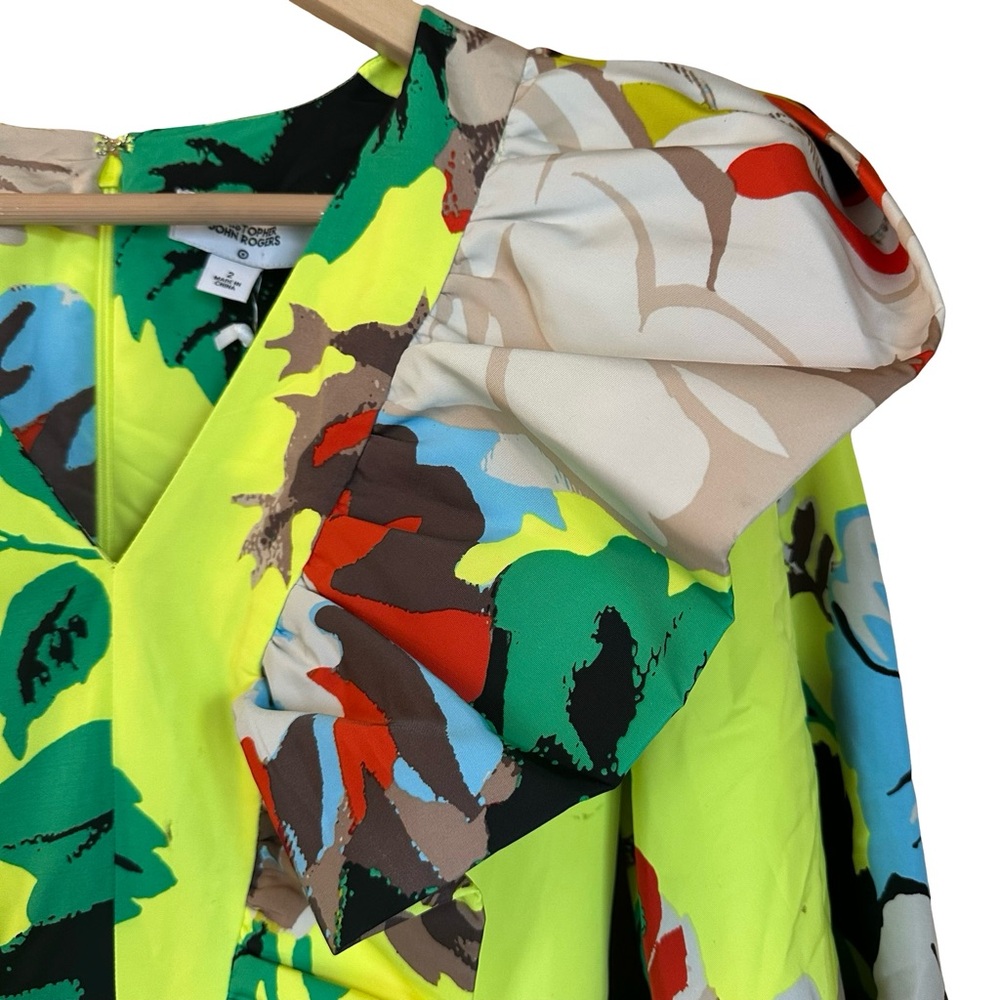 NWT Christopher John Rogers for Target Yellow Floral Long Sleeve Ruffle Dress 2 - Picture 7 of 15